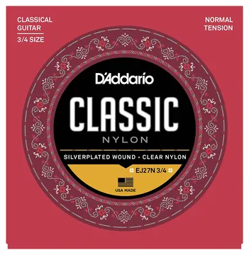 D'Addario EJ27N 3/4 Guitar Student Classics Normal Tension Classical Guitar Strings