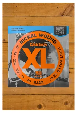 D'Addario XL Jazz Electric Guitar String Set, Nickel, EJ20 Jazz Extra Light .010-.049