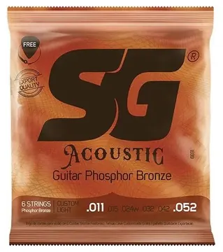 SG Encordoamento para Violão SG em Aço .011 Custom Light Phosphor Bronze