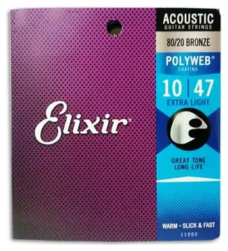 Jogo de Cordas Elixir 11000 Bronze Polyweb Extra Light