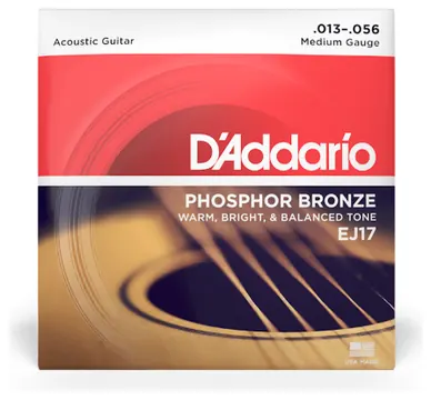 D'Addario EJ17 Phosphor Bronze Acoustic Guitar Strings, Medium, 13-56