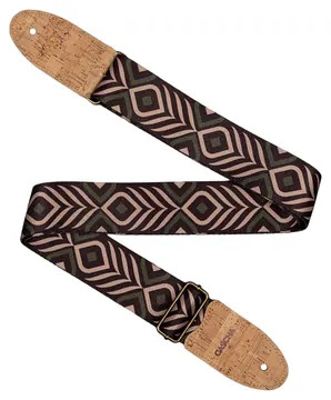 Cascha Guitar Strap Nylon Green Chevron Cork
