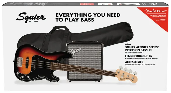 Squier Affinity Series Precision Bass PJ Pack R15 3-Color Sunburst