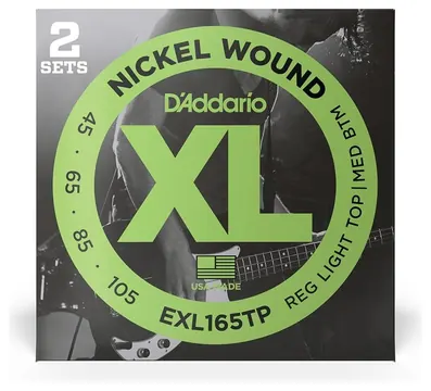 D'Addario EXL165TP - XL Bass Nickel Wound, Long Scale, 45-105, 2er Pack