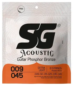 SG Encordoamento para Violão Aço SG .009 Bronze 85/15
