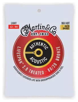 Martin Authentic Acoustic Lifespan® 2.0 Westerngitarre 80/20 Bronze Saitensatz - Light 12-54