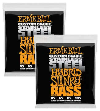 2 Sets Of Ernie Ball 2843 Hybrid Slinky Stainless Steel Electric Bass Guitar Strings 45-105
