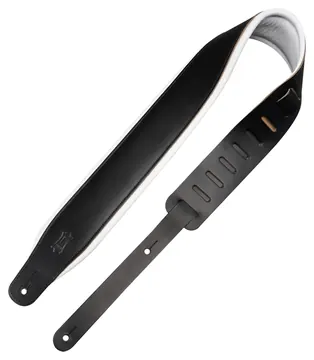 Levy's M26PD Top Grain 3-Inch Leather Guitar Strap - Black On White