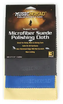 MusicNomad Microfiber Suede Polishing Cloth, Three-Pack (MN203) - 3x Polishing Cloth, 30.4 x 30.4 cm (12" x 12")
