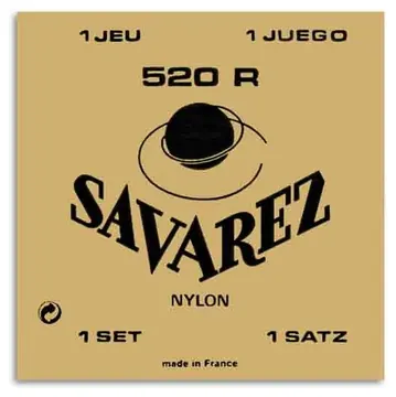 Jogo de Cordas Savarez 520R para Guitarra Clássica Nylon Tensão Alta