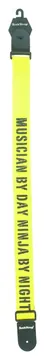 rockbag ROCKSTRAP RST NY1CP NINJA G Tracolla per chitarra e basso gialla con scritta "Musicman by day ninjia by night"