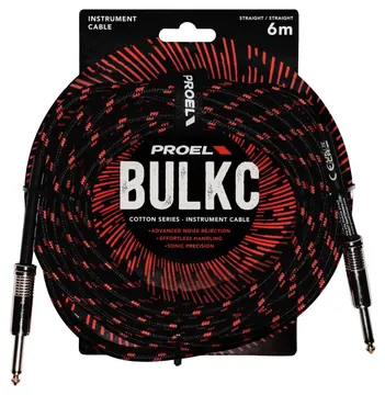 Proel BULK100CLU6BR Cavo jack Mono 6.3 a jack Mono 6.3 mm da 6mt Nero/Rosso