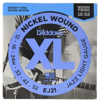 D'Addario EJ21 Jazz Light Gauce Corde x Chitarra Elettrica in Nickel 12-52