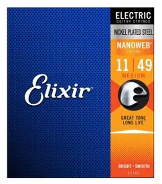 Elixir Nanoweb Electric Guitar Strings, Medium, 11-49, E12102