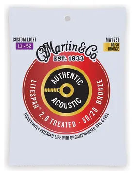 Martin Authentic Acoustic Lifespan® 2.0 Westerngitarre 80/20 Bronze Saitensatz - Custom Light 11-52