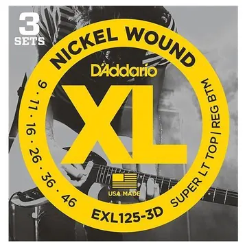 D'Addario EXL125-3D Electric Guitar Strings 9-46 SUPER LIGHT 3 x Sets