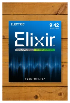 Elixir 19002 Nickel Plated Steel Optiweb Electric, Super Light, 9-42