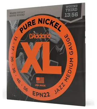 D'Addario EPN22 Pure Nickel Electric Guitar Strings, Jazz Medium, 13-55