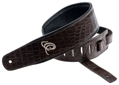 Ortega OSCU-3 Guitar Genuine Leather Strap Ledergurt (70mm), Dark Brown Lizzy