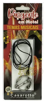 Casarotto Colar c/ Pingente Metal Temas Musicais Formato Microfone Musical Casarotto Cromado