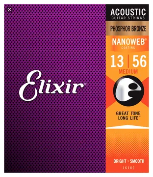 Elixir Medium (.13-.56) Acoustic Phosphor Bronze w/NANOWEB Coating