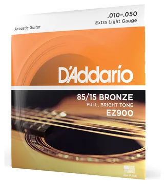 D'Addario EZ900 85/15 Bronze Acoustic Guitar Strings, Extra Light, 10-50