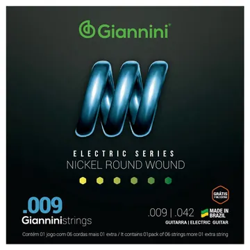 Giannini Encordoamento para Guitarra Giannini Nickel Round Wound GEEGST9 .009 .042
