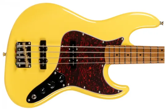 Jet Guitars JJB-300 VYW Roasted Maple / Rosewood Bass Guitar - Vintage Yellow