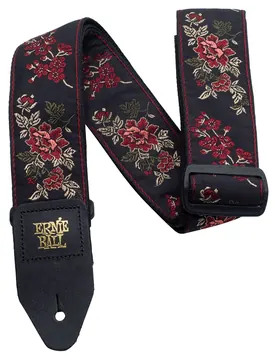 Ernie Ball 4142 Guitar Strap Black Rose Gitarrengurt, Classic Jacquard