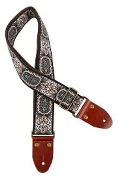 Gaucho 2" Guitar Strap with Brass Buckle - Cream/Brown, GST-1281-1