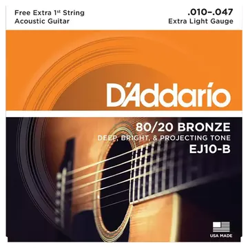 Encordoamento de Violão D'Addário EJ10B Aço 80/20