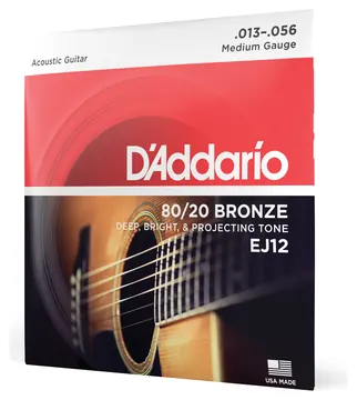 D'Addario EJ12 Saiten für Akustikgitarre, 80/20 Bronze, Medium, 13-56