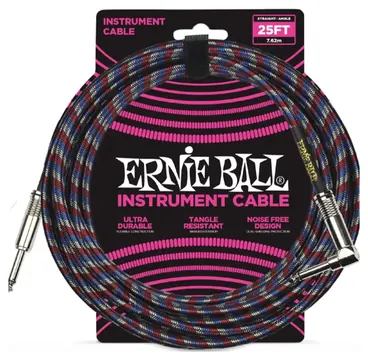 Ernie Ball -6063 Cavo Braided Black/Red/Blue/White 7,62 m