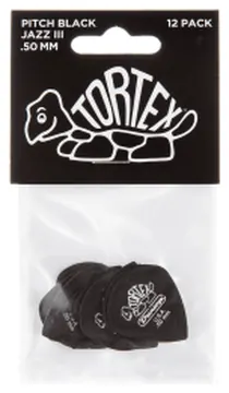 Dunlop Mediator DUNLOP Tortex noir Jazz III 0.50 mm (sachet de 12 pces)