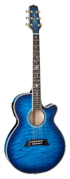 Takamine Japan Thin Line Series Tsp100 Fx Cutaway Quilt Donkerblauw Sunburst