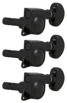 Grover 406BC Mini Locking Rotomatics with Round Button - Guitar Machine Heads, 3 + 3 - Black Chrome