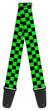 Buckle Down Checker Black/Neon Green Guitar Strap