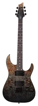 Schecter C-1 Standard Schwarzer Fade Burst Burl