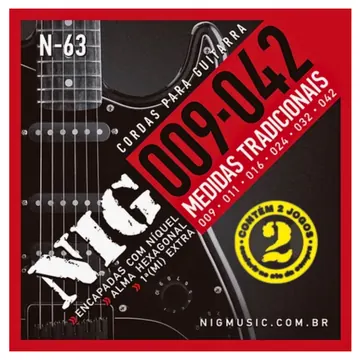 NIG Encordoamento NIG N-63 Guitarra .009 - .046 Pack Com Dois Jogos