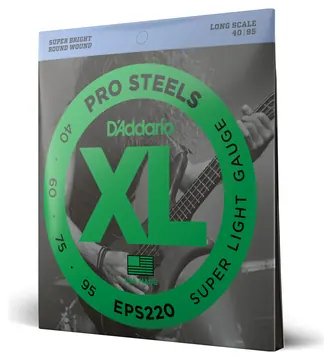 D'Addario EPS220 ProSteels Bass Guitar Strings, Super Light, 40-95, Long Scale