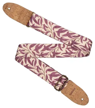 Cascha Guitar Strap Nylon Mauve Leaves Cork