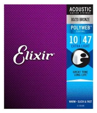 Elixir Polyweb Ex-Light Acoustic Guitar Strings, 10-47, E11000