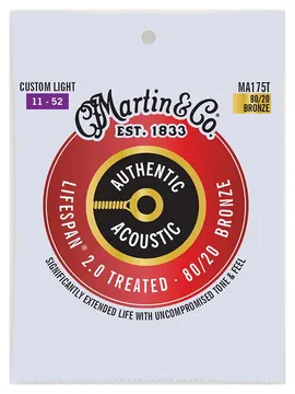 Martin & Co Martin Authentic Acoustic Lifespan 2.0 80/20 Bronze Guitar Strings - Custom Light 11-52