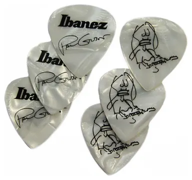 Ibanez Paul Gilbert Guitar-Pick Pearl White 6er Pack Celluloid Picks Heavy 1mm