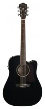 Washburn HD-10SCEB Chitarra Acustica Elettrificata 4/4 Top Abete Fondo E Fasce IN Mogano Spalla Mancante Colore Nero