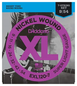 D'Addario EXL120-7 Super Light 7-String Electric Guitar Strings 9-54