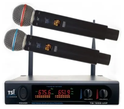 TSI Microfone Sem Fio TSI 1200 UHF Mão Duplo