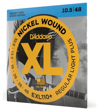 D'Addario EXL110+ Nickel Wound Electric Guitar Strings, Regular Light Plus, 10.5-48
