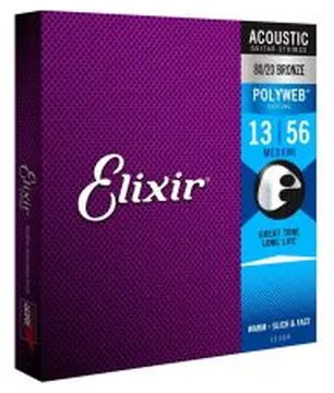 Elixir Polyweb Medium Acoustic Guitar Strings, 13-56, E11100