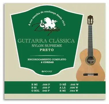 Jogo de Cordas Dragão 027 para Guitarra Clássica Supreme Nylon Preto
